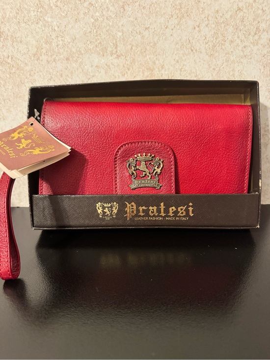 Pratesi Handbags - Pratesi made in Italy Deep Red LeatherWristlet Wallet